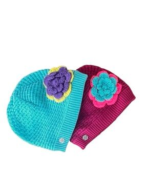 Spyder Kids Beanie Hat Set of 2 Fleece Lined Floral Winter Ski OS